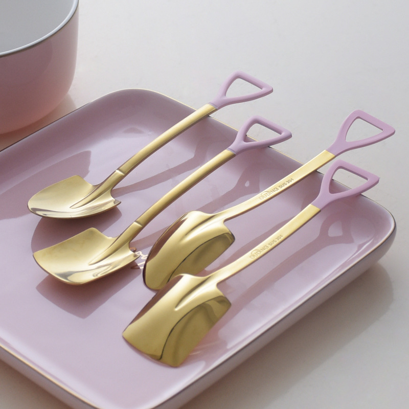 Kitchen Appliances Luxury - Luxury Pink Gold Spoon Cutlery Tableware